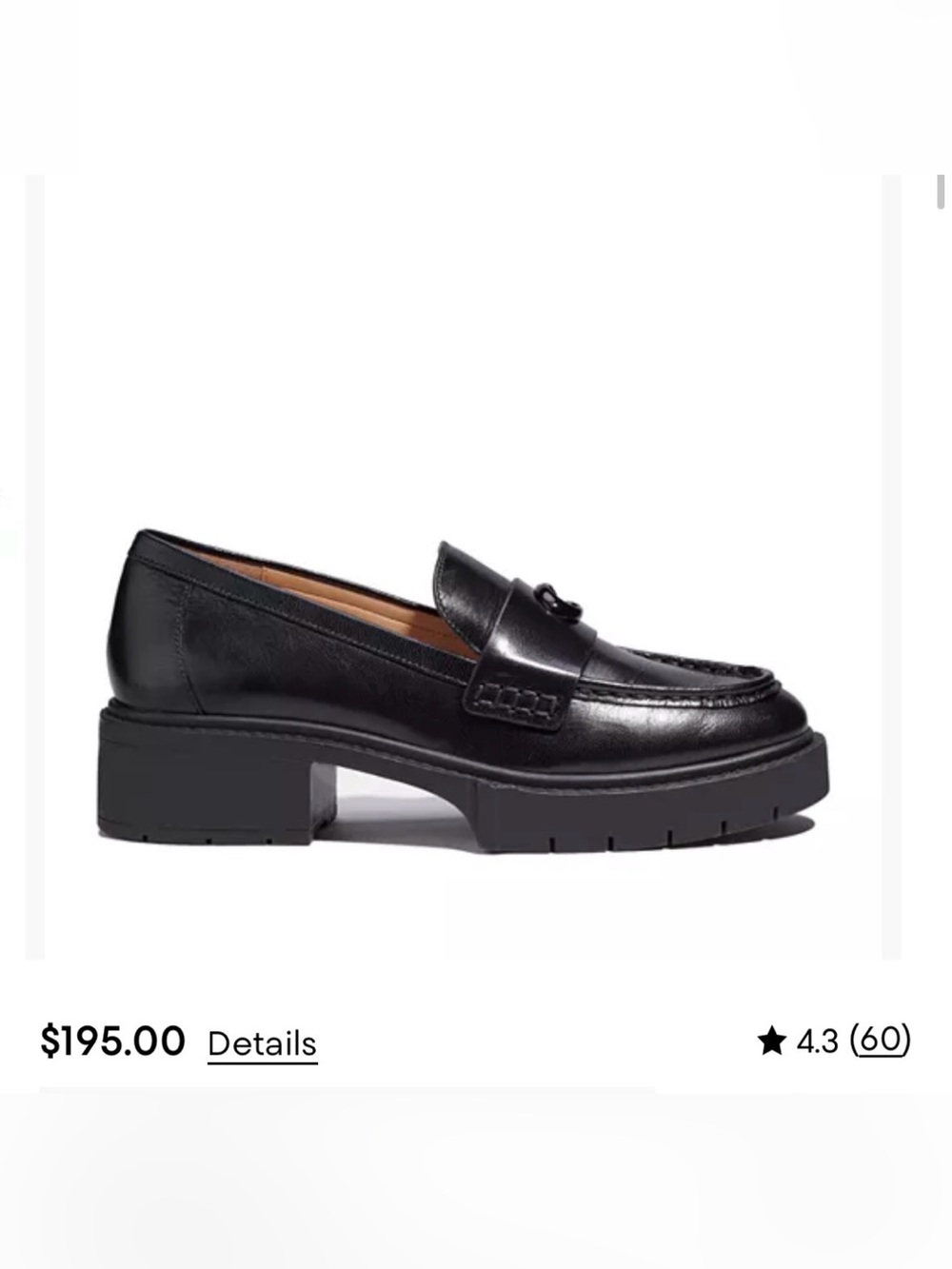 Coach Black Leather Chunky Penny Loafers